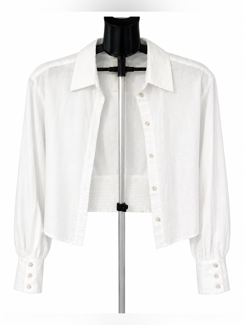 NWT TORRID WHITE LONG SLEEVE CROP BUTTON UP SHIRT